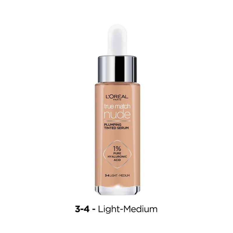 Rendeld meg most L’Oréal Paris színezett szérum - True Match Nude Plumping Tinted Serum - 3-4 Light/Medium