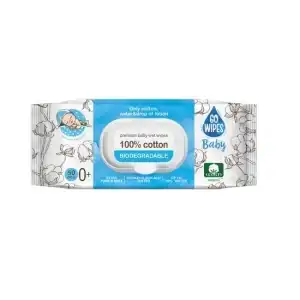 Baba nedves törlőkendő, 100% pamut Go Wipes, tetővel, 50... Vedd meg online