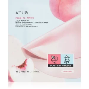 AnuaPeach 70% Niacin Brightening Collagen Mask élénkítő arcmaszk kollagénnel Újdonság