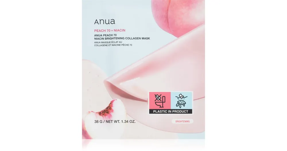 AnuaPeach 70% Niacin Brightening Collagen Mask élénkítő arcmaszk kollagénnel Újdonság