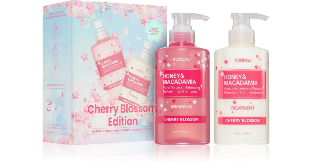 KUNDALHoney & Macadamia Cherry Blossom Edition ajándékszett hajra Azonnali szállítás
