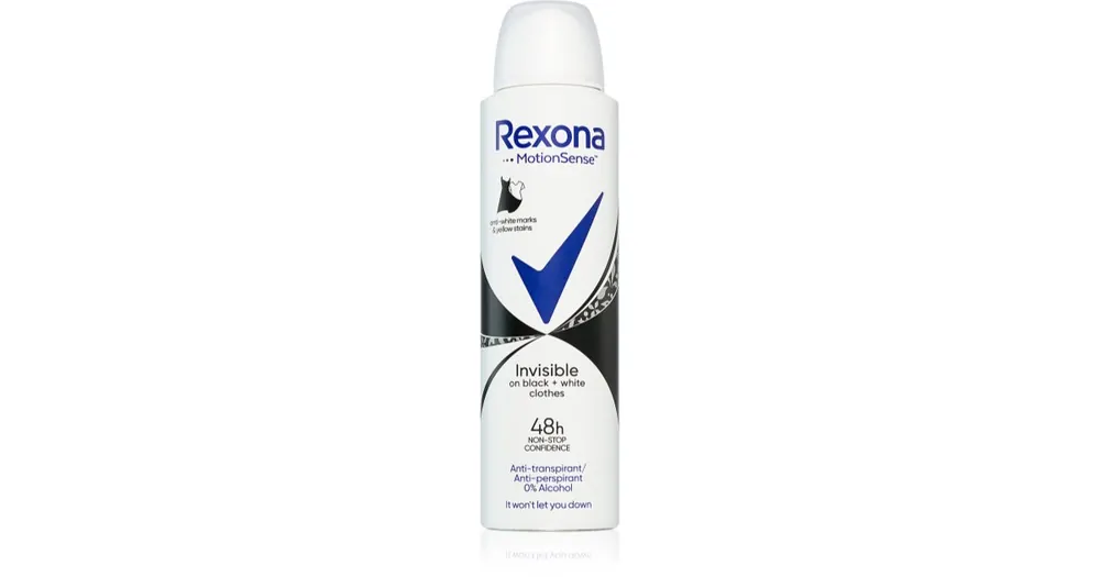 RexonaInvisible Black and White izzadásgátló spray a fehér és sárga foltok ellen Prémium