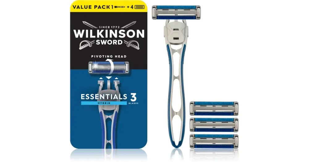 Kiárusítás Wilkinson SwordEssentials 3 Hybrid borotva + tartalék fejek 4 db