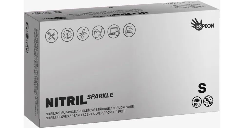 EspeonNitril Sparkle Pearlescent Silver púdermentes nitrilkesztyű Szuper ajánlat