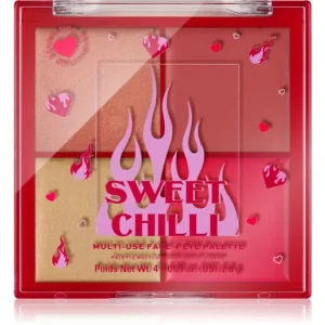 Legkelendőbb I Heart RevolutionSweet Chilli Blush & Highlight Quad bőrélénkítő és arcpirosító sminkpaletta