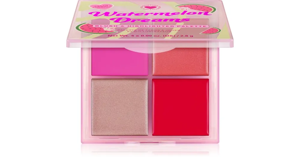 Nézd meg most I Heart RevolutionWatermelon Dreams Blush & Highlighter Quad bőrélénkítő és arcpirosító sminkpaletta