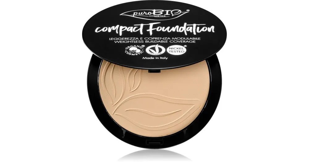 puroBIO CosmeticsCompact Foundation kompakt púderes alapozó SPF 10 Exkluzív ajánlat