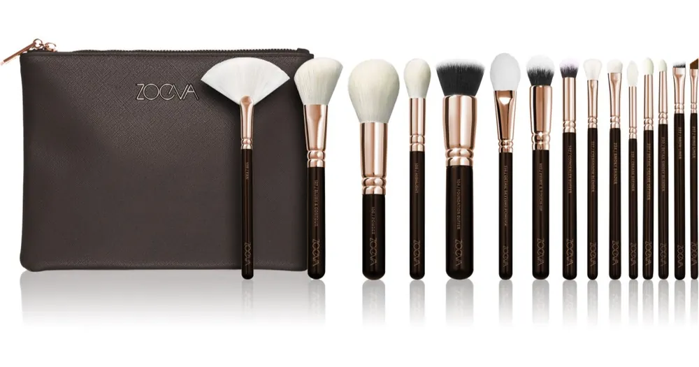 Újdonság ZOEVAThe Artists Brush Set Rose Golden Edition Utazó ecsetkészlet táskával