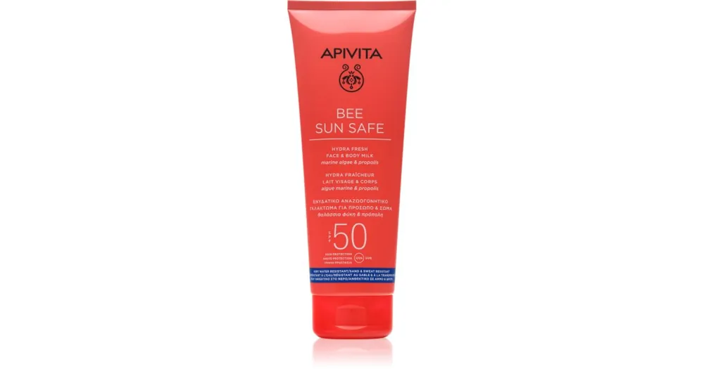 Szezonális akció ApivitaBee Sun Safe Hydra Fresh Milk SPF50 naptej arca és testre SPF 50
