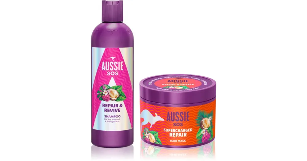 Különleges ajánlat AussieSOS Repair, Revive & Repeat ajándékszett a károsult hajra és fejbőrre