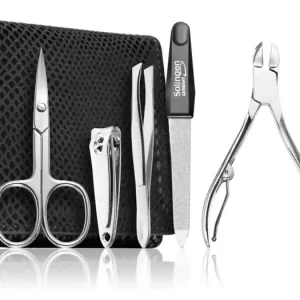 Csak ma DuKaSPremium Line Solingen 252 manikűröző szett + bőrtok Black