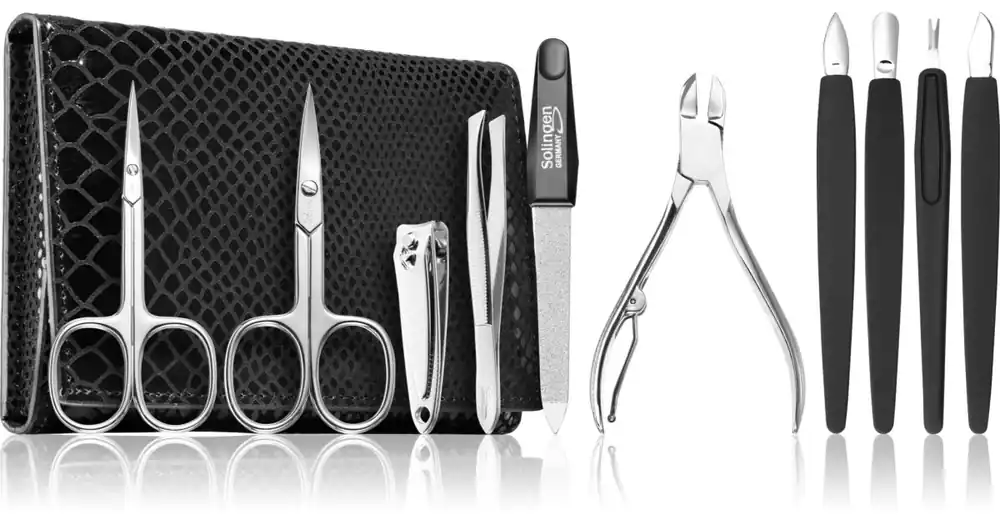 Csak ma DuKaSPremium Line Solingen 252 manikűröző szett + bőrtok Black