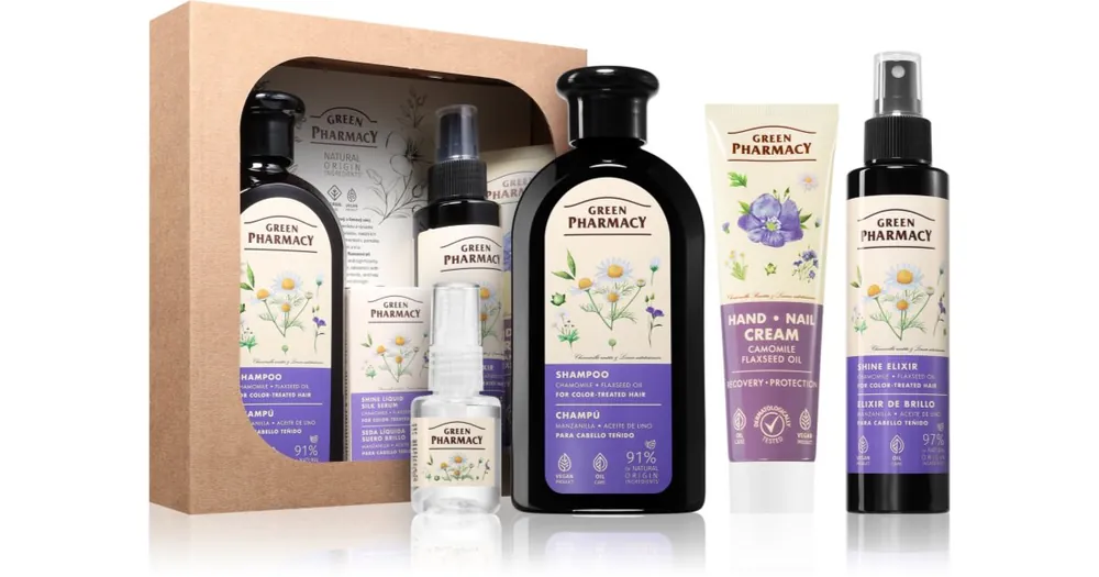 Green PharmacyChamomile & Flaxseed oil Set ajándékszett festett hajra Gyors kiszállítás