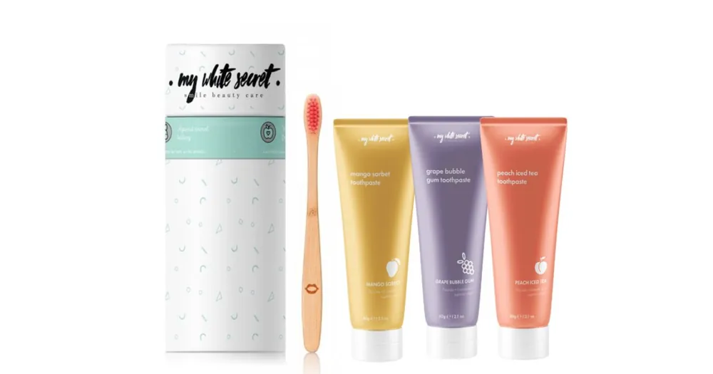 Újdonság My White SecretGift Pack Fruits Toothpaste + Toothbrush fogápoló készlet