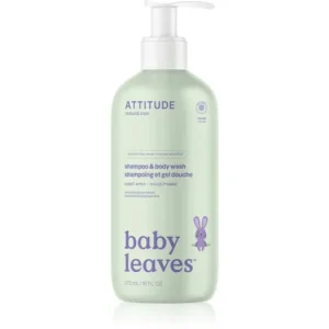 Azonnal elérhető AttitudeBaby Leaves Shampoo & Body wash sampon és tusfürdő gél gyermekeknek az édes alma illatával