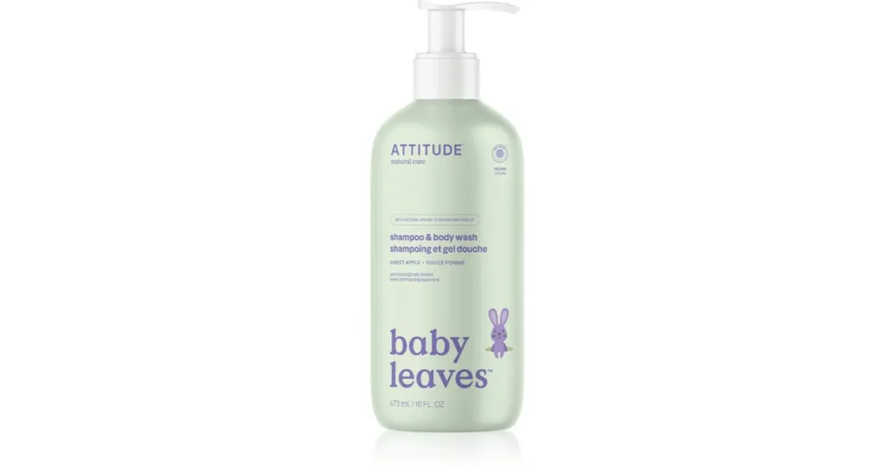 Azonnal elérhető AttitudeBaby Leaves Shampoo & Body wash sampon és tusfürdő gél gyermekeknek az édes alma illatával