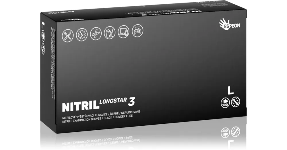 EspeonNitril Longstar3 Black púdermentes nitrilkesztyű Bestseller