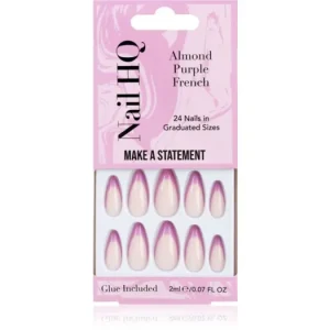 Nail HQAlmond Purple French műköröm ragasztóval Népszerű