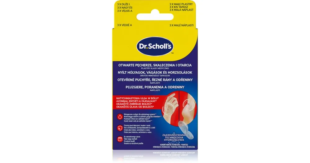 Legnépszerűbb SchollDr. Scholl‘s Open Blisters, Cuts and Abrasions hidroaktív ragtapasz kisebb felületi bőrsérülések kezelésére