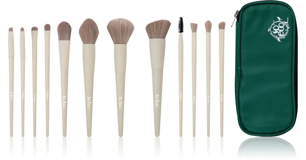 Végkiárusítás So EcoFlawless 12 Piece Brush & Bag Set Complexion Sponge Ecsetkészlet táskával