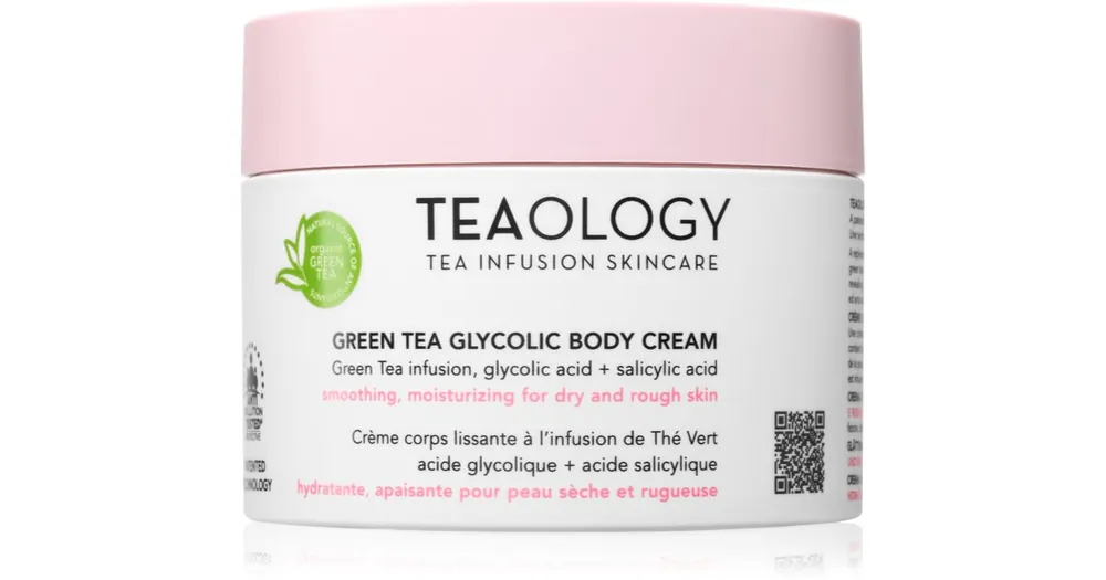 TeaologyGreen Tea Glycolic Body Cream hidratáló testkrém kisimító hatással Árengedmény