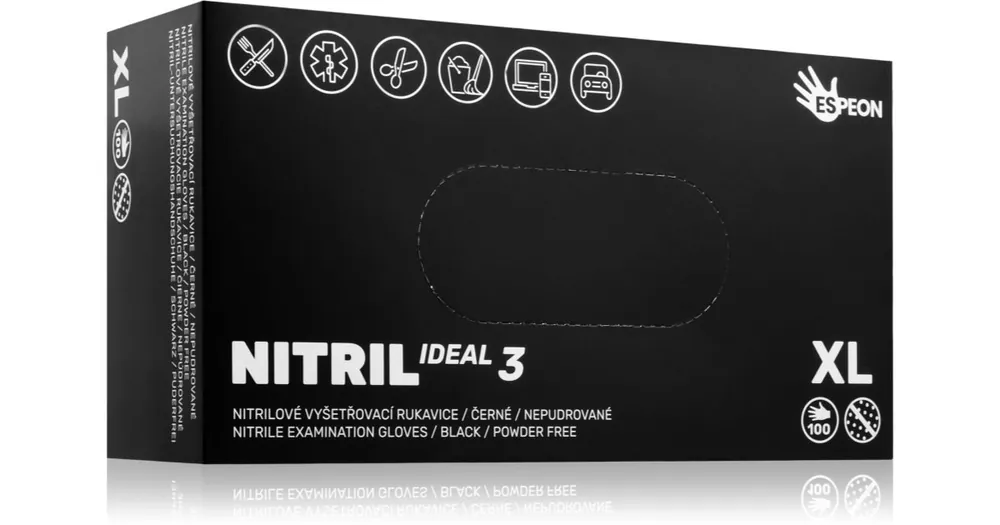 EspeonNitril Ideal3 Black púdermentes nitrilkesztyű Prémium
