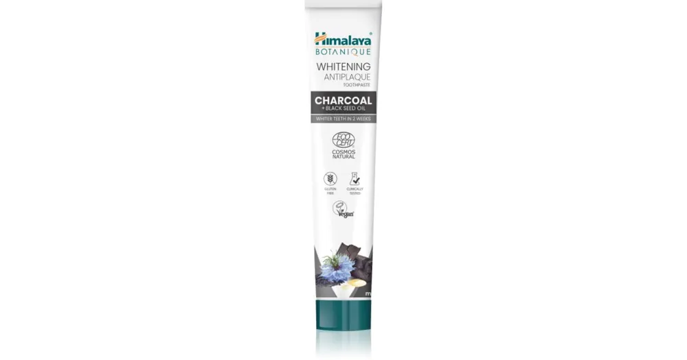 Himalaya HerbalsWhitening Antiplaque Charcoal + Black Seed Oil fogfehérítő fogkrém faszénnel Népszerű