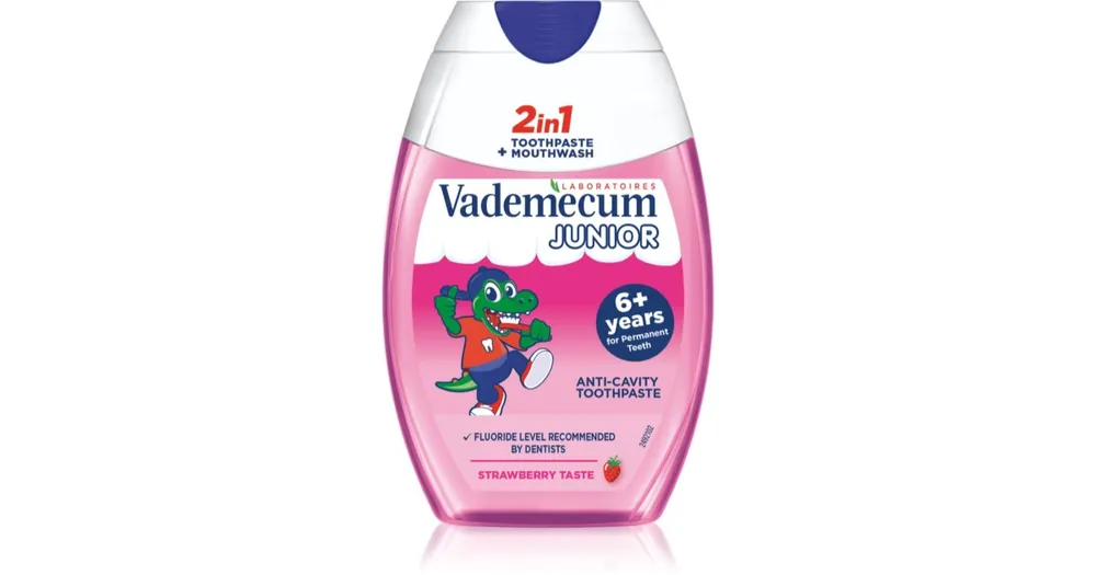 Gyors kiszállítás VademecumJunior 2 in 1 szájvíz és fogkrém 2 az 1-ben gyermekeknek