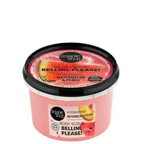 Organic Shop Bellini, please! Görögdinnyés és őszibarackos hidratáló testradír 250 ml Biztonságos vásárlás