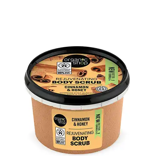 Akciós ár Organic Shop Fahéj és méz Bőrfiatalító testradír 250 ml